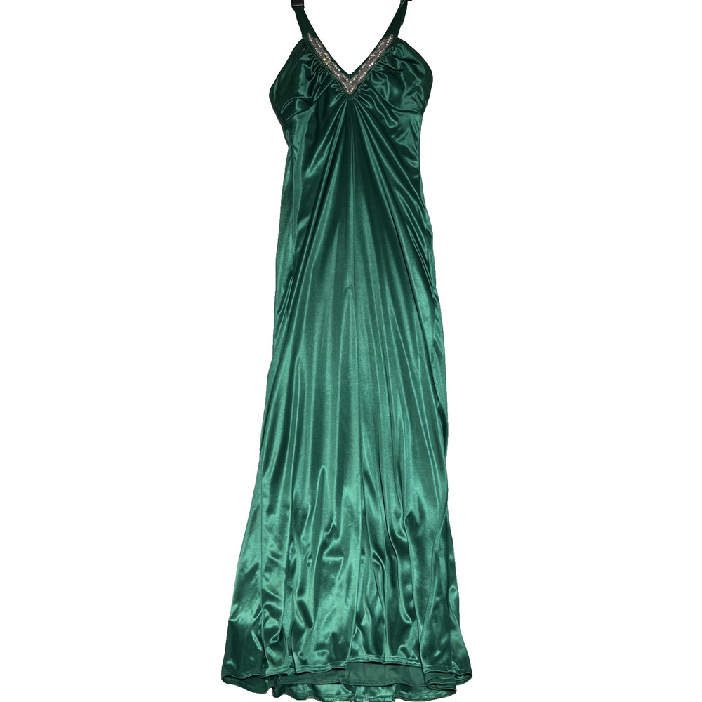 City Triangles Halter Maxi Gown Small Emerald Green Sparkle Satin Fairy Mermaid